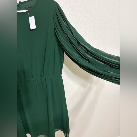 BNT Ann Taylor Forest Green Long Sleeve Dress Size 12 - Picture 3 of 6